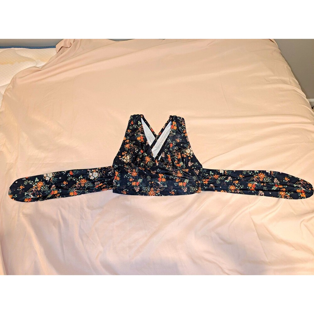 Urban Outfitters Floral Crossback Bralette Wrap To Stretch Size S Black
